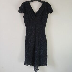Alexia Admor New York Women's Size Small Black Lace Midi Dress Y2K Vintage Lined
